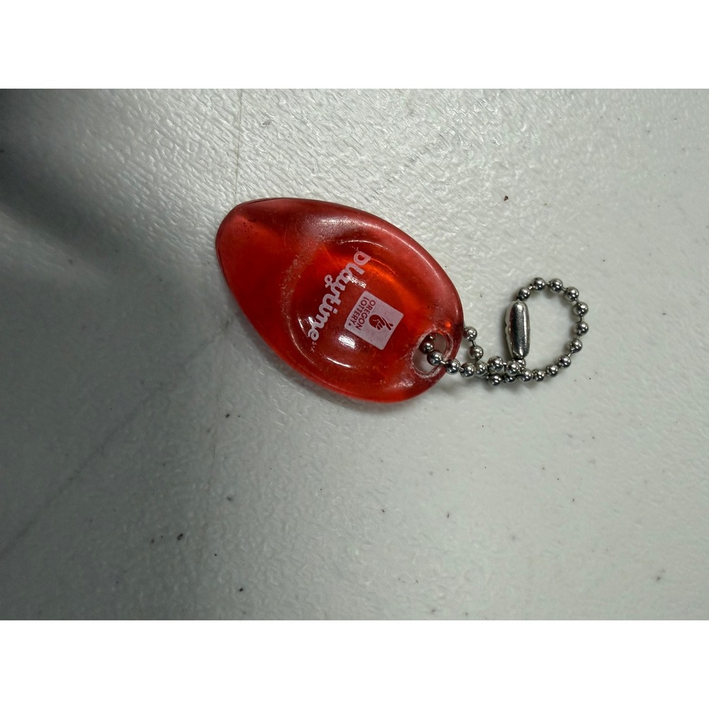 Vintage Oregon Lottery Playtime Keychain Red Translucent Plastic Fob Ball Chain